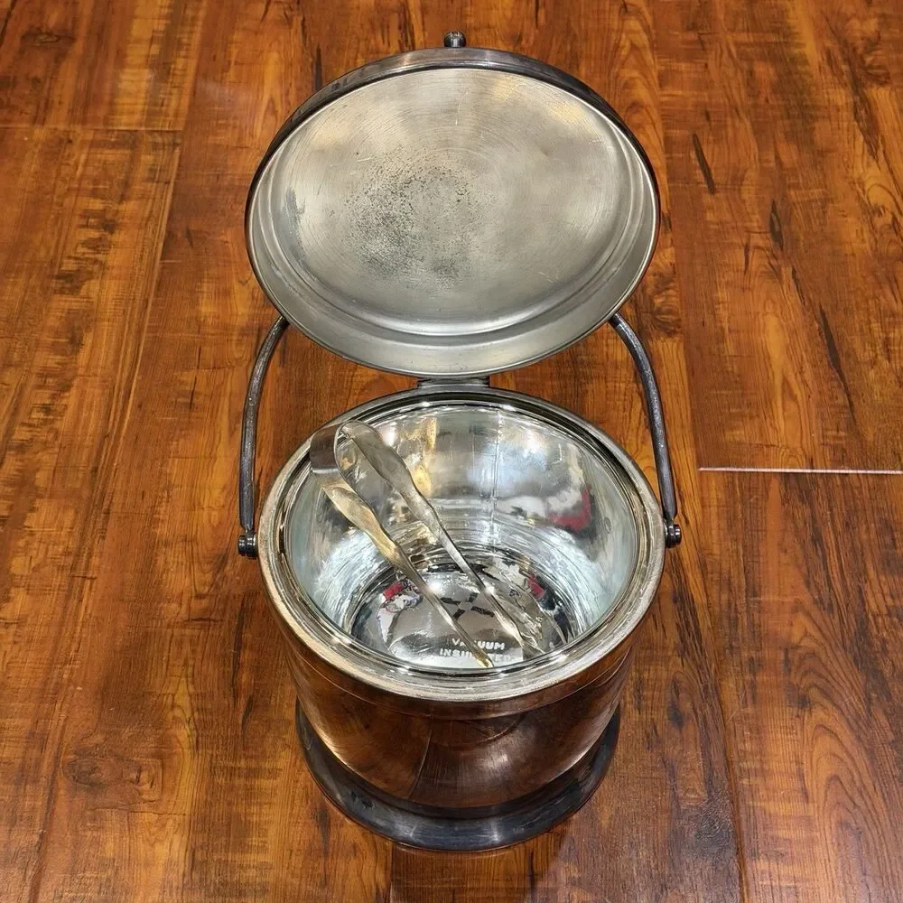 Vintage Bernard Rice's Sons Apollo E.P.C. Silver Plate 7103 Ice Bucket w/ Tongs